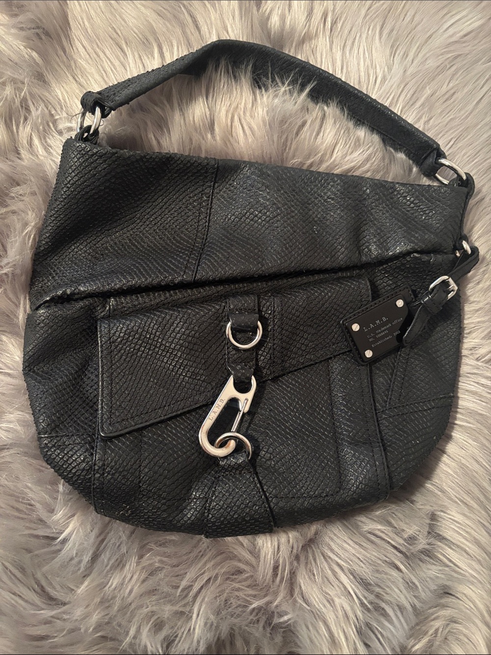 L.A.M.B. Black Textured Shoulder bag
